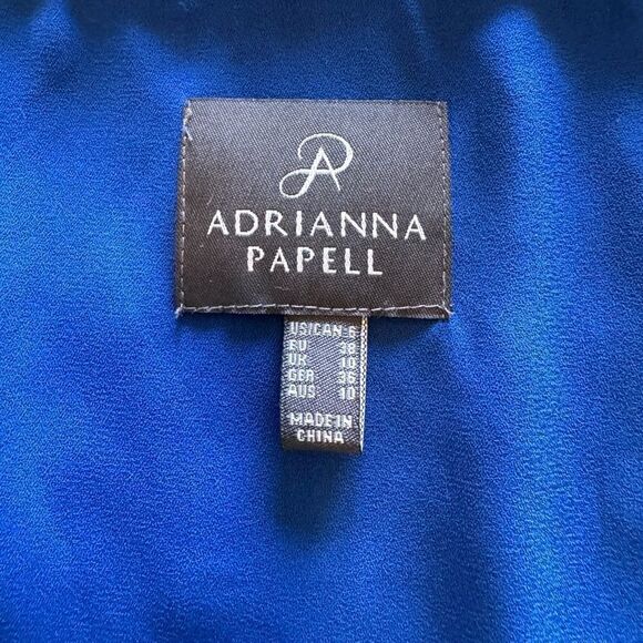Adrianna Papell • Asymmetrical Dress • Sleeveless • Blue • Front Drape • Size 6 - Picture 5 of 9